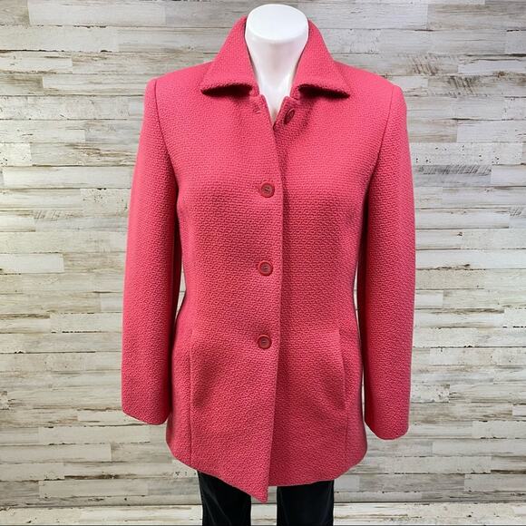 Talbots Jackets & Blazers - Talbots Tweed Wool Coat Jacket Womens Size 4 Coral Retro Classic Traditional